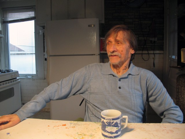 Lenny Contino at his work table in Queens, 2014.